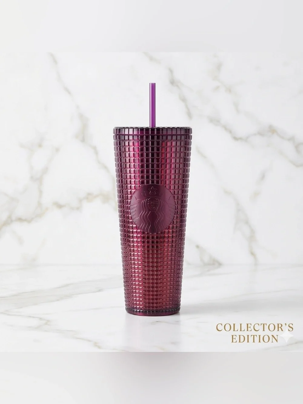 Starbucks 2020 Holiday Berry Plum Grid Disco Venti Tumbler 24oz NWT Cold Cup